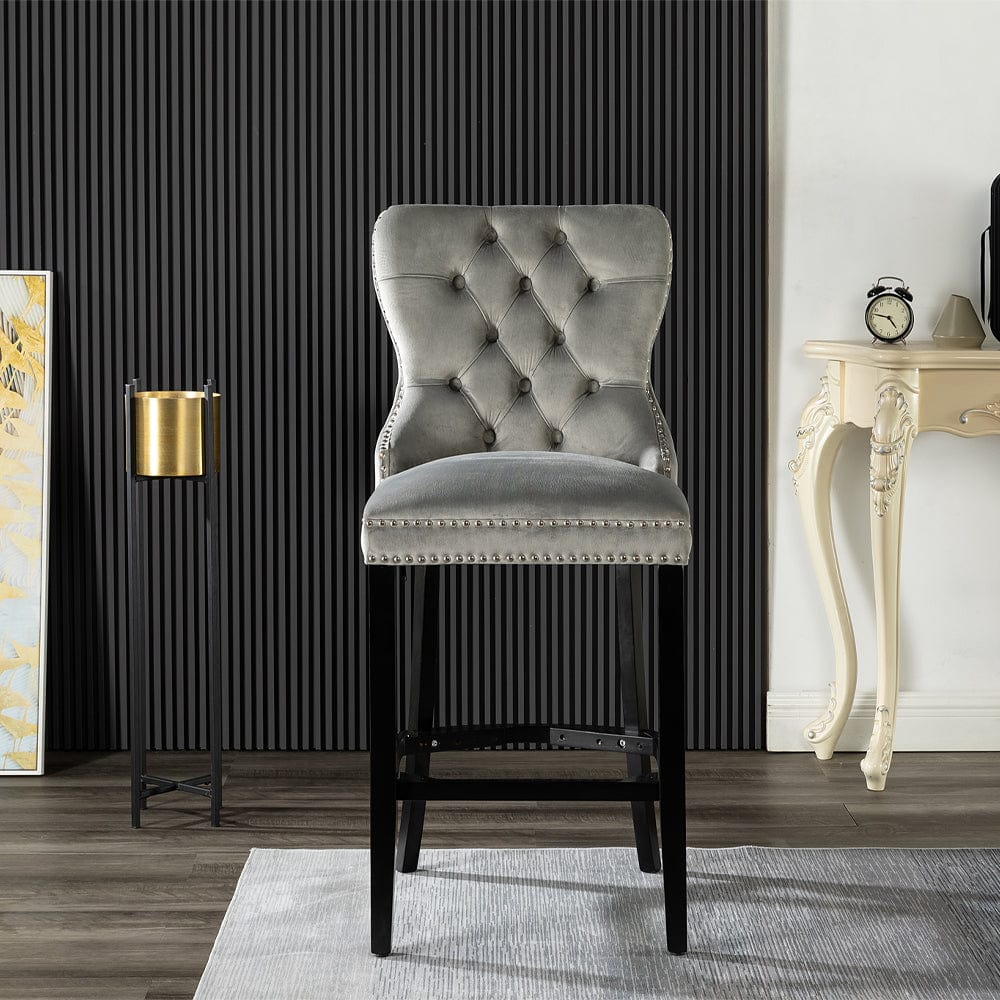 Avers Velvet Button Back Bar Stool Bar Chair