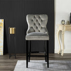 Avers Velvet Button Back Bar Stool Bar Chair