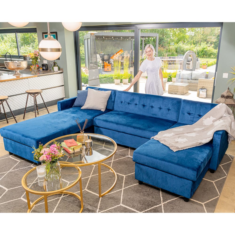 Avery Large U-Shape Storage Corner Sofa Bed With Ottoman