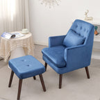 Avery Velvet Accent Armchair with Footstool