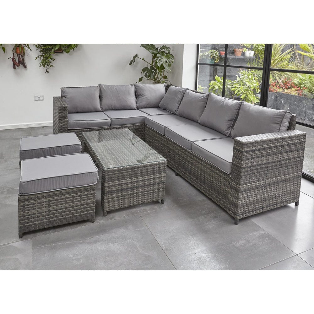 Barcelona Grey Modular 8 Seater Rattan Corner Sofa Set