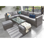 Barcelona Grey Modular 8 Seater Rattan Corner Sofa Set