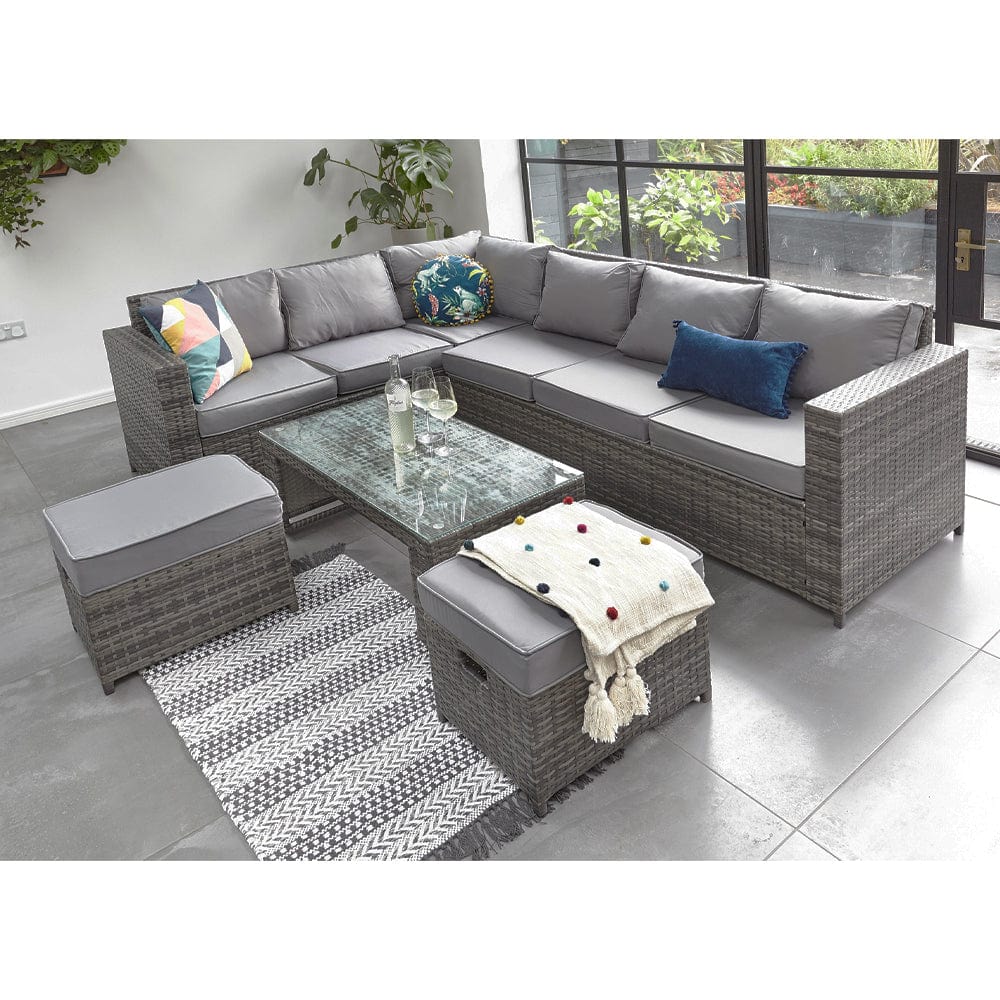 Barcelona Grey Modular 8 Seater Rattan Corner Sofa Set