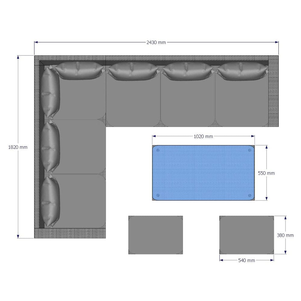Barcelona Black Modular 8 Seater Rattan Corner Sofa Set
