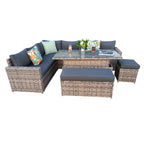 Barcelona 9 Seater Rattan Garden Dining Set with Rising Table In Grey