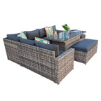 Barcelona 9 Seater Rattan Garden Dining Set with Rising Table In Grey