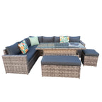 Barcelona 9 Seater Rattan Garden Dining Set with Rising Table In Grey