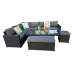 Barcelona 9 Seater Rattan Garden Dining Set with Rising Table In Black