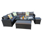 Barcelona 9 Seater Rattan Garden Dining Set with Rising Table In Black