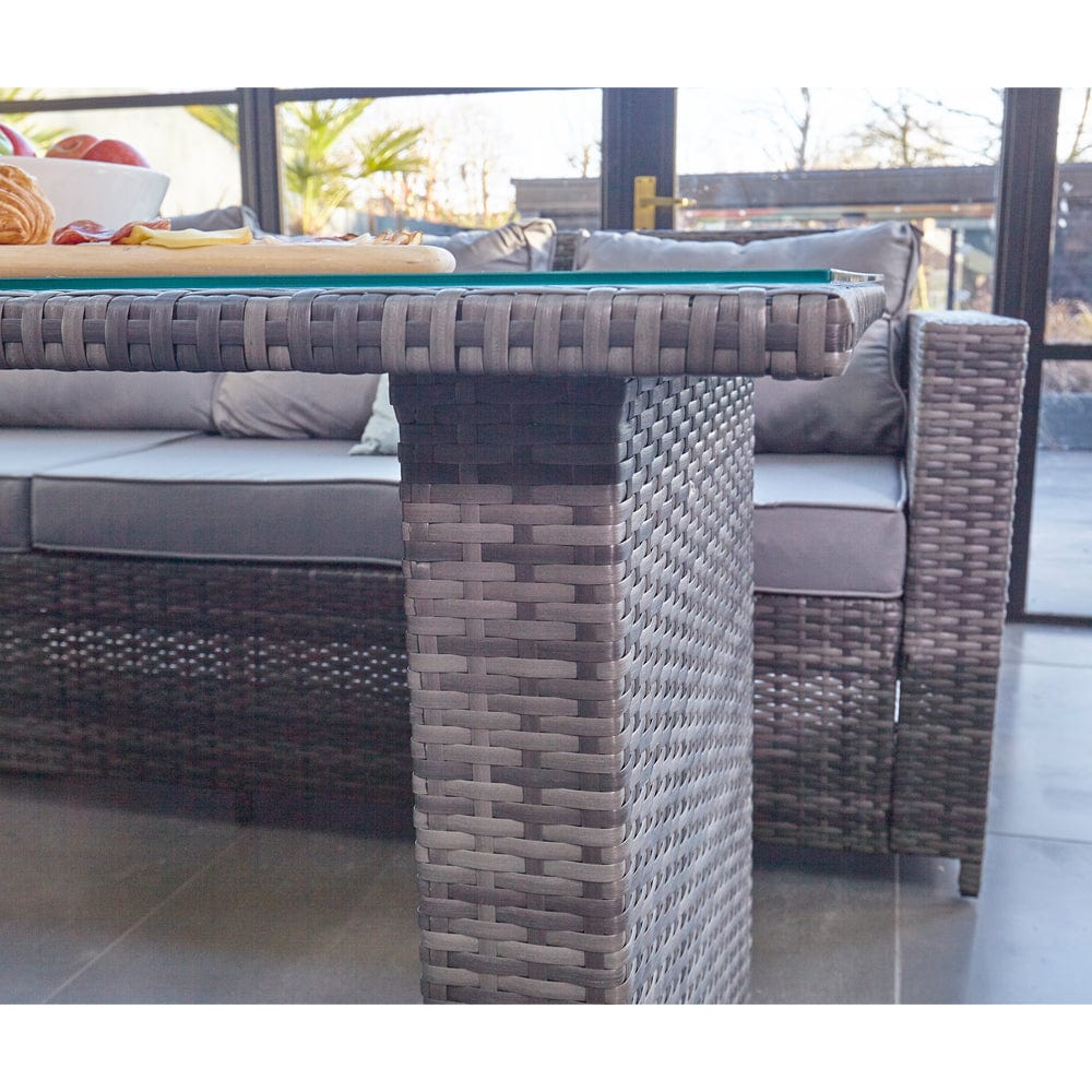 Barcelona 9 Seater Rattan Garden Furniture Dining Set In Grey