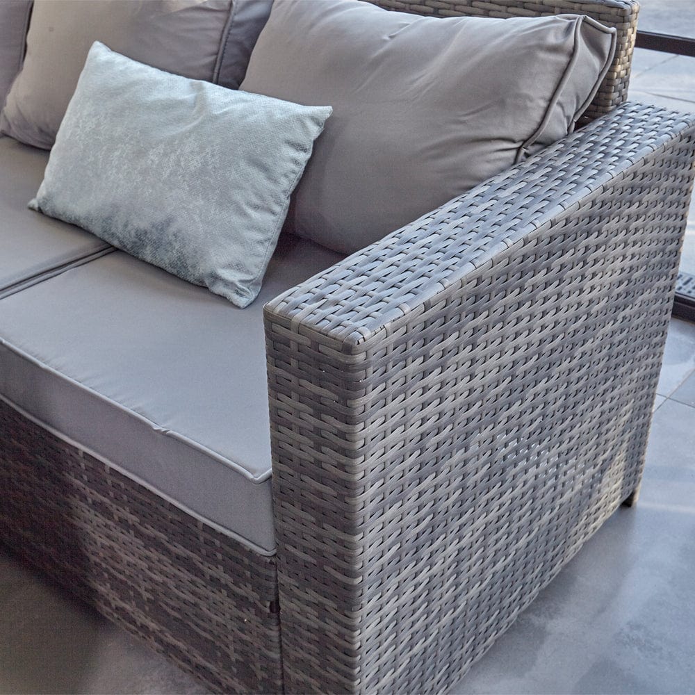 Barcelona 9 Seater Rattan Garden Furniture Dining Set In Grey