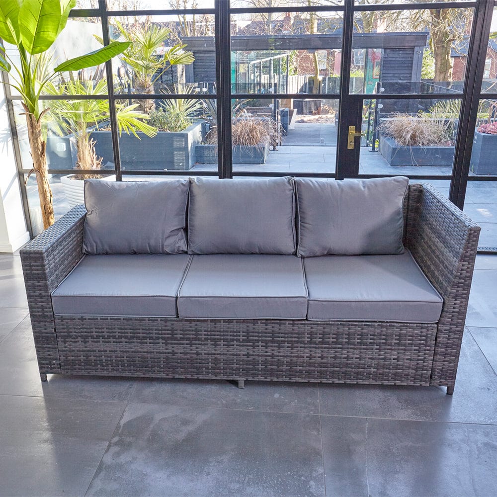 Barcelona 9 Seater Rattan Garden Furniture Dining Set In Grey