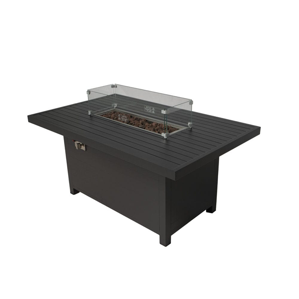 Berlin Large 9 seater Outdoor Fabric and Aluminium Corner Casual Dining Set with Firepit Table