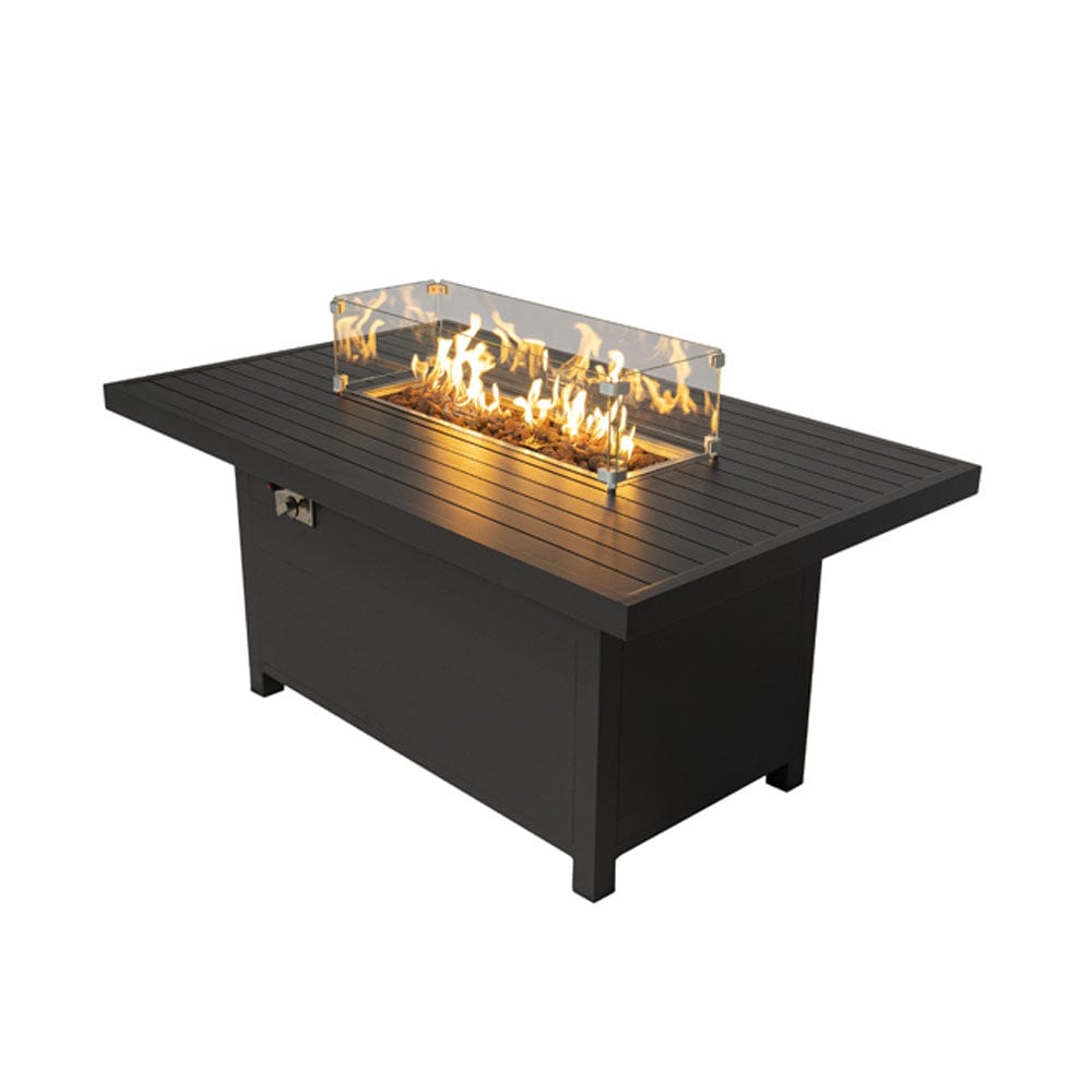 Berlin Large 9 seater Outdoor Fabric and Aluminium Corner Casual Dining Set with Firepit Table