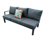 Berlin Outdoor Garden Aluminium 9 Seater Corner Sofa Rising Table Set with Armchair and Stool