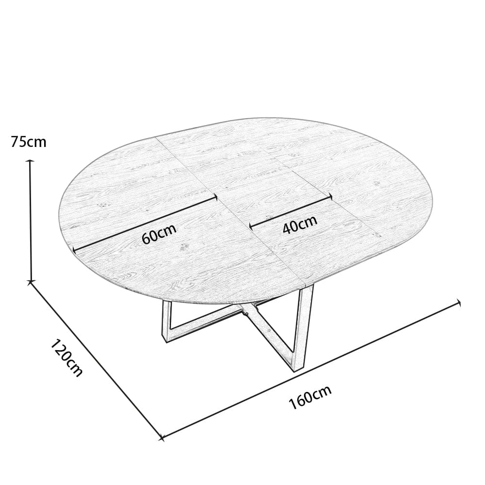 Belluno Industrial Style 160cm Round Extending Dining Table