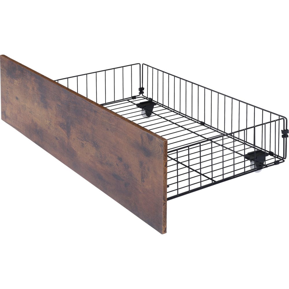 Belluno Industrial Style Industrial Metal Bed Frame with 4 Drawers and LED Light Head Board and Charging Ports