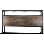 Belluno Industrial Style Industrial Metal Bed Frame with 4 Drawers and LED Light Head Board and Charging Ports