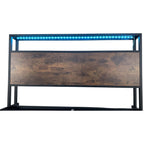 Belluno Industrial Style Industrial Metal Bed Frame with 4 Drawers and LED Light Head Board and Charging Ports