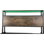 Belluno Industrial Style Industrial Metal Bed Frame with 4 Drawers and LED Light Head Board and Charging Ports
