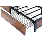 Belluno Industrial Style Industrial Metal Bed Frame with 4 Drawers and LED Light Head Board and Charging Ports