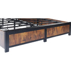 Belluno Industrial Style Industrial Metal Bed Frame with 4 Drawers and LED Light Head Board and Charging Ports
