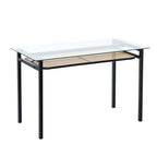 Boho 120CM Glass Top Rattan Dining Table With Shelf