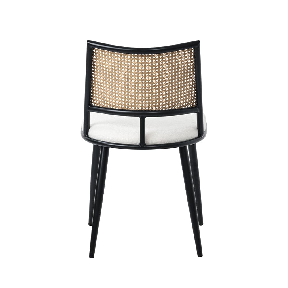 Set of 2 Boho Boucle Rattan Dining Chairs