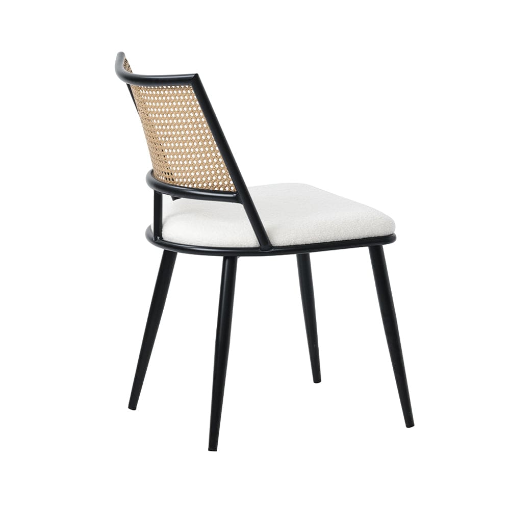 Set of 2 Boho Boucle Rattan Dining Chairs