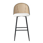 Set Of 2 Boho PE Rattan Bar Stool Bar Chairs With PU Or Boucle Upholstery