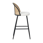 Set Of 2 Boho Boucle Rattan Bar Stool Bar Chairs