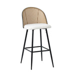 Set Of 2 Boho Boucle Rattan Bar Stool Bar Chairs