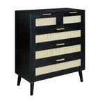 Boho 3+2 Drawers Chest Rattan Decorated Storage Cabinet