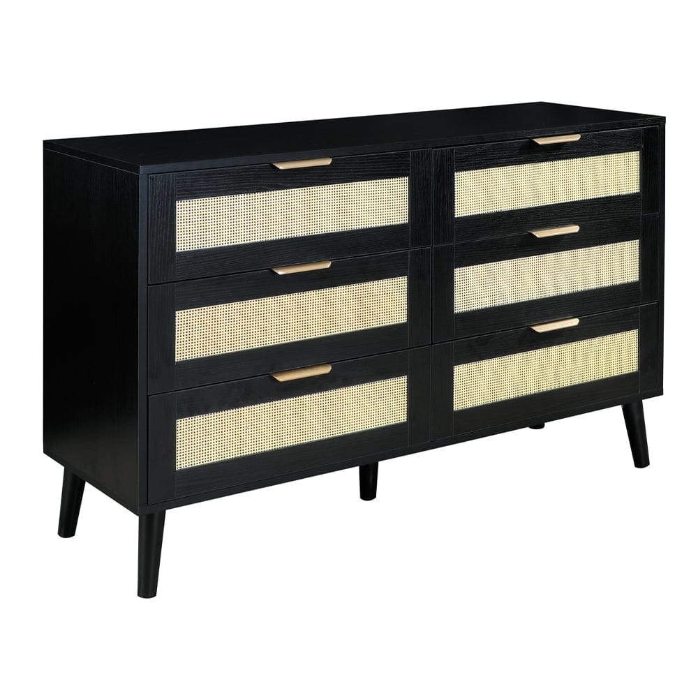 Boho 4 Piece Rattan Bedroom Wardrobe Set With Chest Drawer And Bedside Table