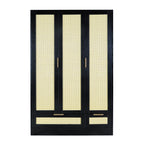 Boho 4 Piece Rattan Bedroom Set With Wardrobe And Cabinet