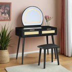 Boho Dressing Table and Stool Set With Led Mirror