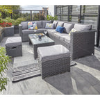 Barcelona Black Modular 8 Seater Rattan Corner Sofa Set