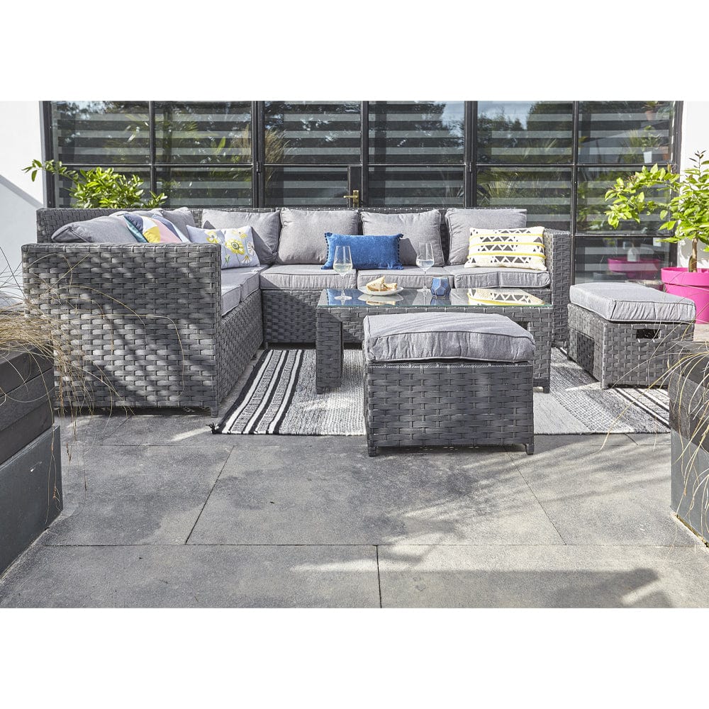 Barcelona Black Modular 8 Seater Rattan Corner Sofa Set