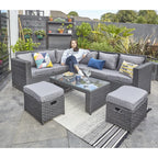 Barcelona Black Modular 8 Seater Rattan Corner Sofa Set