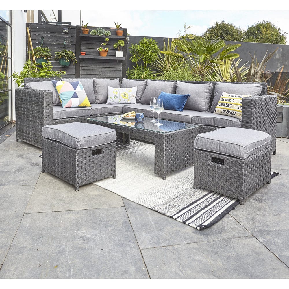 Barcelona Black Modular 8 Seater Rattan Corner Sofa Set