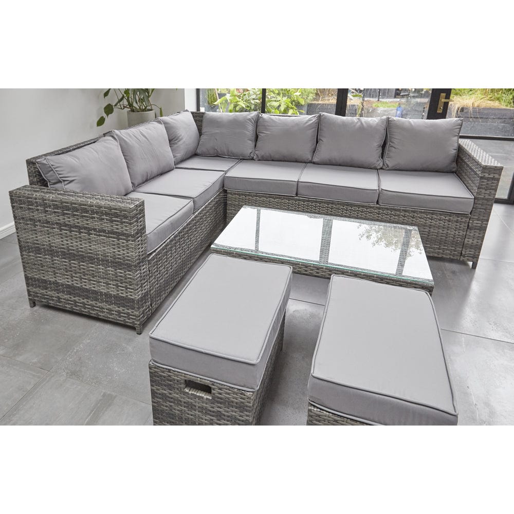 Barcelona Grey Modular 8 Seater Rattan Corner Sofa Set