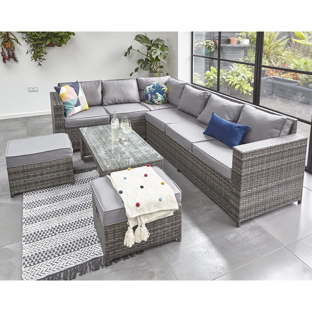 Barcelona Grey Modular 8 Seater Rattan Corner Sofa Set