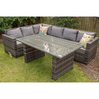 Barcelona 9 Seater Rattan Garden Furniture Dining Set In Grey