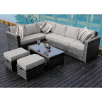 Barcelona Grey Modular 8 Seater Rattan Corner Sofa Set