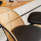 Set Of 2 Boho PE Rattan Bar Stool Bar Chairs With PU Or Boucle Upholstery