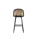 Set Of 2 Boho PE Rattan Bar Stool Bar Chairs With PU Or Boucle Upholstery