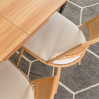 Set of 2 Boho Rattan Dining Chairs With PU Or Boucle Upholstery