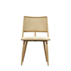 Set of 2 Boho Rattan Dining Chairs With PU Or Boucle Upholstery