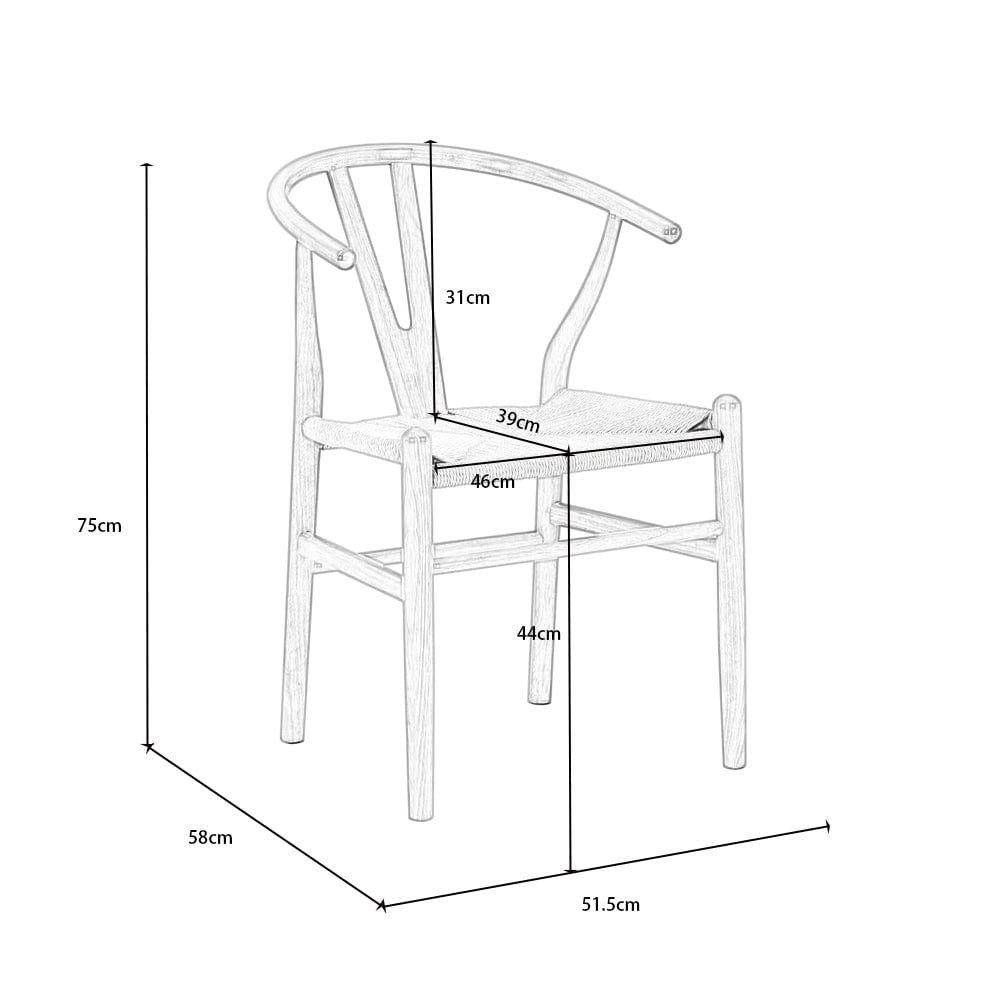 Set Of 2 Boho Beech Wood Dining Chairs