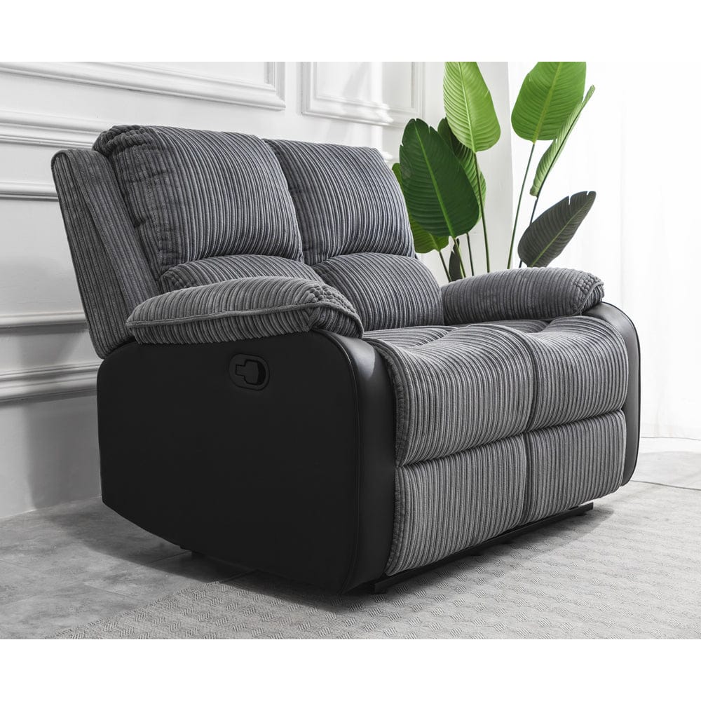 Boston Grey Plush Fabric 2 Seater Recliner